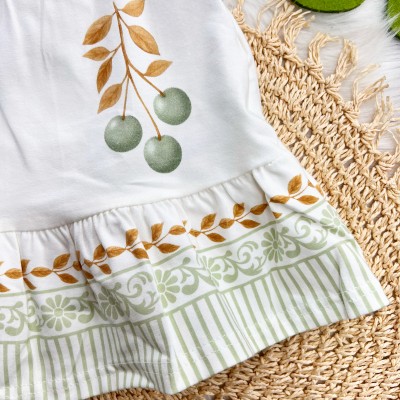 Vestido Cerejinhas com Passamanaria Floral - Verde